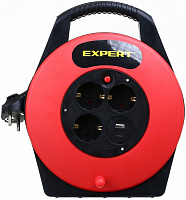 Удлинитель Expert на 1 кот. 2 USB с заземлением 3 гн. черный с красным 5 м BNG-OXP-17BU2