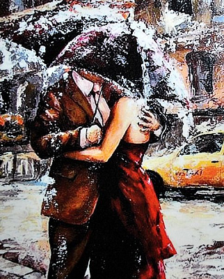 Картина стразами на підрамнику Парасолька для закоханих 40x50 см 198797 Діамантові ручки