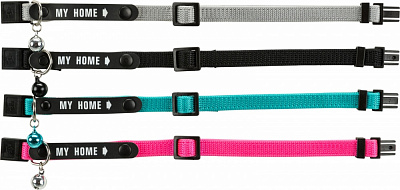 Ошейник Trixie My Home для кошек, с колокольчиком и адресом