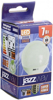 Лампа светодиодная Jazzway Pled Super Power 7 Вт G45 матовая E14 220 В 5000 К 