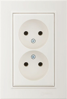 Розетка подвійна без заземлення Makel Karea без шторок без кришки слонова кістка