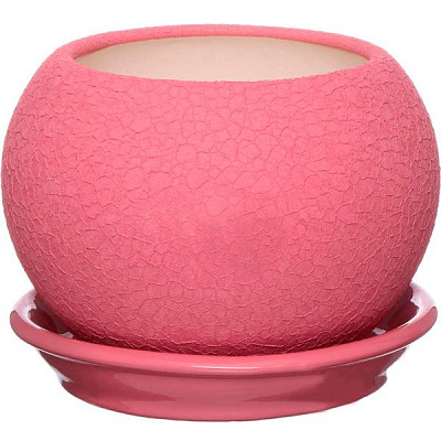 Горщик керамічний Оріана-Запоріжкераміка Куля шовк круглий 0,4л рожевий (037-3-134)