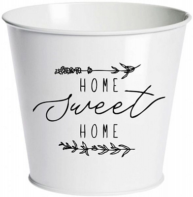 Кашпо декоративне 1 л Home Sweet Home білий глянець METID