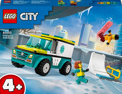Конструктор LEGO City Карета швидкої допомоги й сноубордист 60403