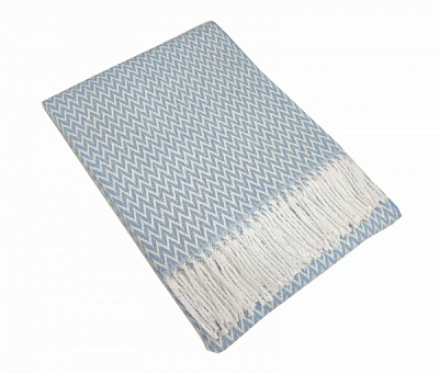 Плед Валенсия 140x200 см бело-голубой Vladi 