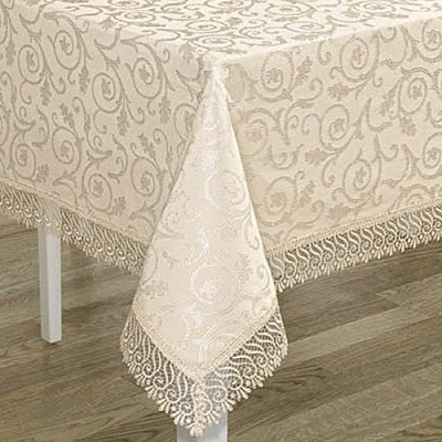 Скатерть KDK с гипюром 140x180 см бежевый Karna 