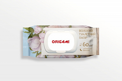 Влажная туалетная бумага Origami с клапаном однослойная 60 шт.