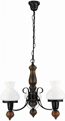 Люстра підвісна Rabalux Petronel 3xE27 чорний/дерево темне 7078