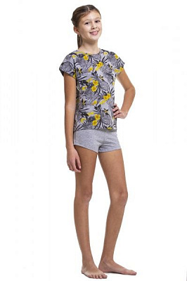 Пижама для девочек KOSTA 0103-8 р.110 серо-желтый 