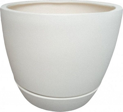 Горщик керамічний Larsan з піддоном Класік круглий 2 л кремовий