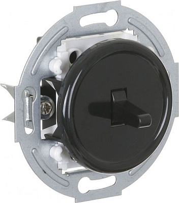 Механізм вимикача прохідний одноклавішний UP! (Underprice) Retro без підсвітки чорний HSN-SWP.H1G1W2-BK