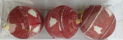 Шар новогодний ПіонеR Елочка 8 см 3 шт. 92495-PN красный с белым