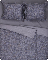 Комплект постельного белья Ornamento семейный серый с коричневым Lameirinho 