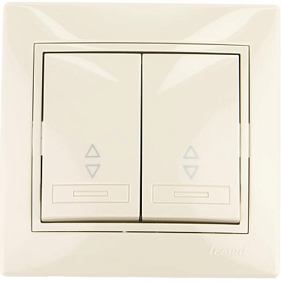 Выключатель проходной двухклавишный Lezard Mira без подсветки 10 А 250В IP20 кремовый
