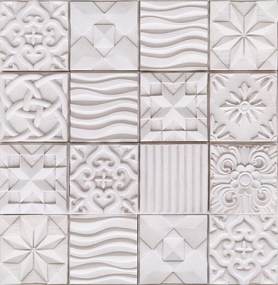 Плитка гипсовая прямая RUSTIKA Порту белая 0,35 кв.м 