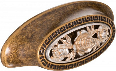 Мебельная ручка DR 65 G19/OSB 64 мм античное золото/серебро с позолотой DC