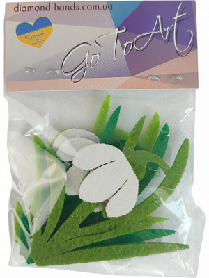 Декоративное изделие GoToArt из фетра Подснежник 8 см 3 шт. белый/зеленый