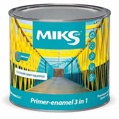 Грунт-эмаль алкидная MIKS Color 3 в 1 полуглянец RAL3005 вишневый 2,3кг