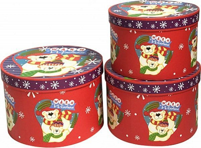 Коробка подарочная красная, круглая НР W7820 S.21x14 см