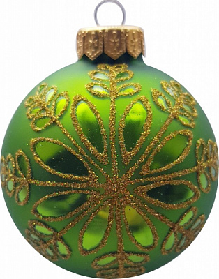 Шар стеклянный Юріта d 80 mm Снежинка А80121М зеленый