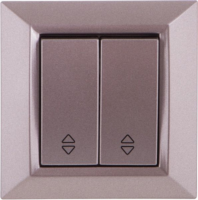 Вимикач прохідний двоклавішний UP! (Underprice) Vesta без підсвітки 10 А 220-250В сірий металік