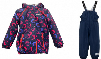 Комплект детской одежды для девочек JOIKS рост 110 темно-синий/с принтом KG-25 