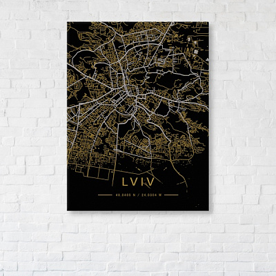 Постер Lviv Gold Map 50x65 см Brushme 