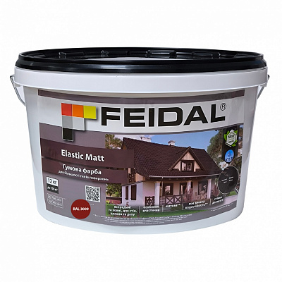 Фарба гумова водоемульсійна Feidal Elastic Matt Ral 3009 мат червоно-коричневий 12кг