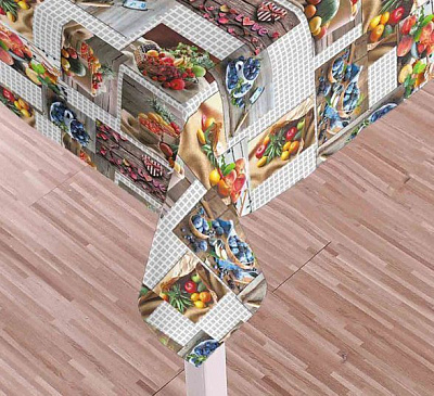 Скатерть Фрукты 240x137 см серый с рисунком Даріана 