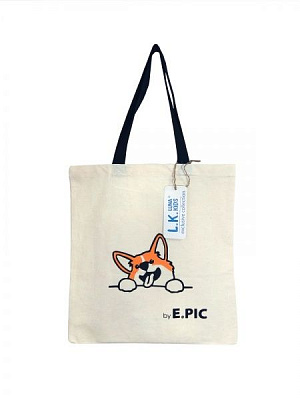 Сумка женская Luna Kids Корги 42х38 см молочный 