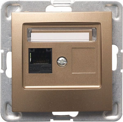 Розетка комп’ютерна Ospel Impresja kat. 5e Krone золотий