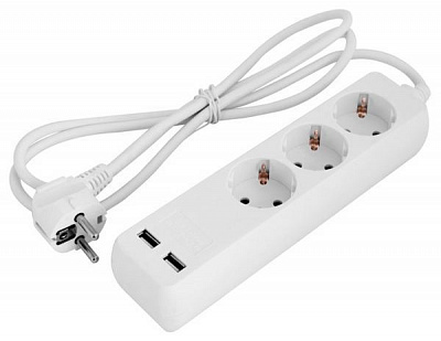 Подовжувач E.NEXT e.es.3.1.5.z.b.2.usb USB-зарядкою baby protect 3 гн. білий 1,5 м s042128