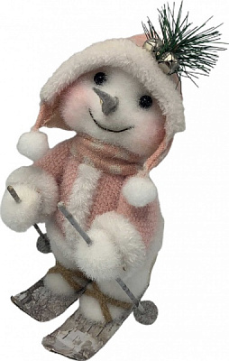 Декорация новогодняя New Star снеговичок на лыжах 26 см 