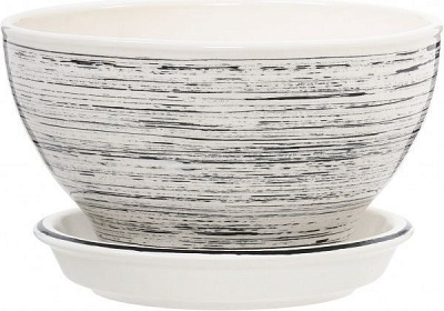 Горщик керамічний Оріана-Запоріжкераміка Бонсайниця глянець білий-чорний круглий 1л біло-чорний (016-0-020)