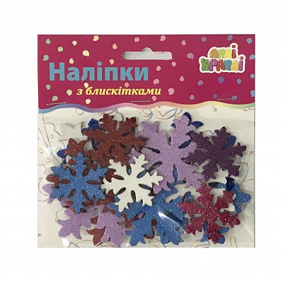 Набор наклеек с блестками снежинки №1