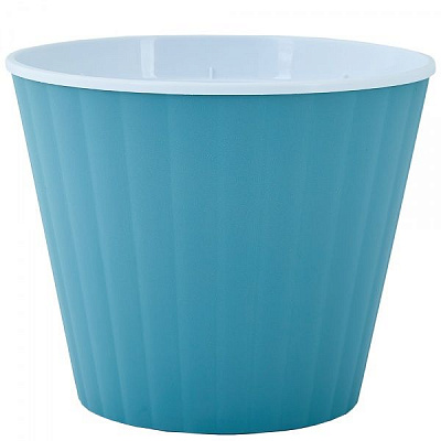 Горщик пластиковий Алеана Ібіс з подвійним дном круглий сизо-блакитний/білий (114034)