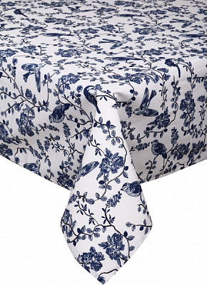 Скатерть Fama 140x180 см белый с синим Luna 