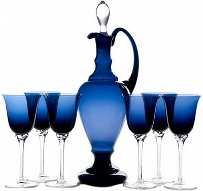 Набор для вина Lily Cobalt (бокалы+графин) 220 мл 7 шт. Bohemia 