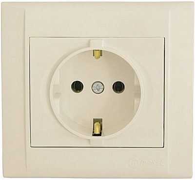 Розетка с заземлением Makel Defne без шторок кремовый 42010028