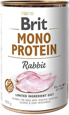Консерва Brit Care Mono Protein з кроликом, для собак, 400г,