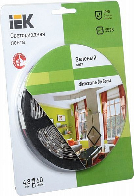 Стрічка світлодіодна IEK LSR-3528G60 4.8 Вт IP20 12 В зелений