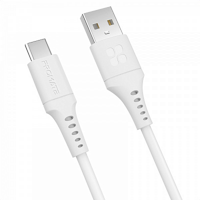 Кабель Promate PowerLink-AC200 USB-A to USB-C 3А 2 м 2 м білий (powerlink-ac200.white)
