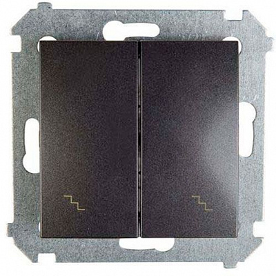 Вимикач двоклавішний Simon 54 без підсвітки 10 А 250В графіт DW6/2.01/48