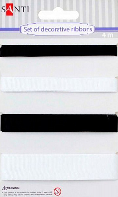 Декоративный элемент лент, 7мм, 10мм, 13мм, 20мм, 4м / уп, черно-белый 1 комплектов 4 шт. Santi