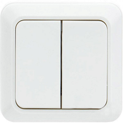 Вимикач двоклавішний UP! (Underprice) IP20 без підсвітки 10 А 220-250В білий BD-SWP.MZ20G2W1-WH