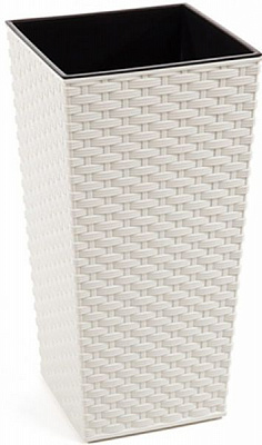 Горшок Lamela Финезия ротанг квадратный белый 