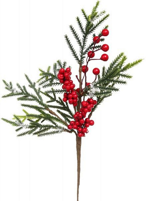 Декорація новорічна Гілка хвойна з ягодами 38 см EPI-A3965HRW