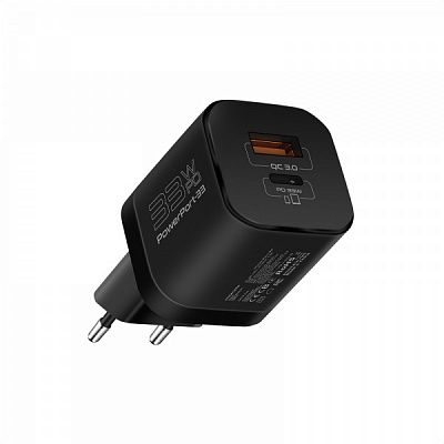 Сетевое зарядное устройство Promate PowerPort-33 Вт USB-C+USB-A Black powerport-33.black