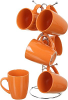 Набір чашок Orange 6 шт. на металевій підставці Bella Vita