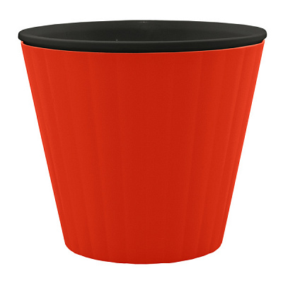 Горщик пластиковий Алеана Ібіс круглий 1л червоний оксамит із чорним (114032)